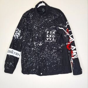 Punk Royal Black Print Custom Archive Graphic Denim Jacket M